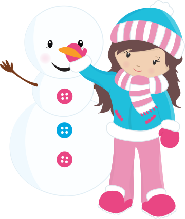 Clipart de Niñas Disfrutando de la Nieve.