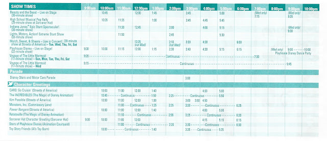 Disney's MGM Studios August 2007 Show Schedule