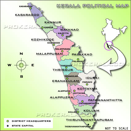 Kerala's All Best Tourist Places: kerala distance map, destination map,political map