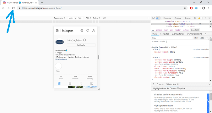 cara upload foto di instagram windows 10