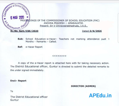 e Hazar Teachers not making attendance past Months Remarks Called RC.SPL 1 DT:3.6.20