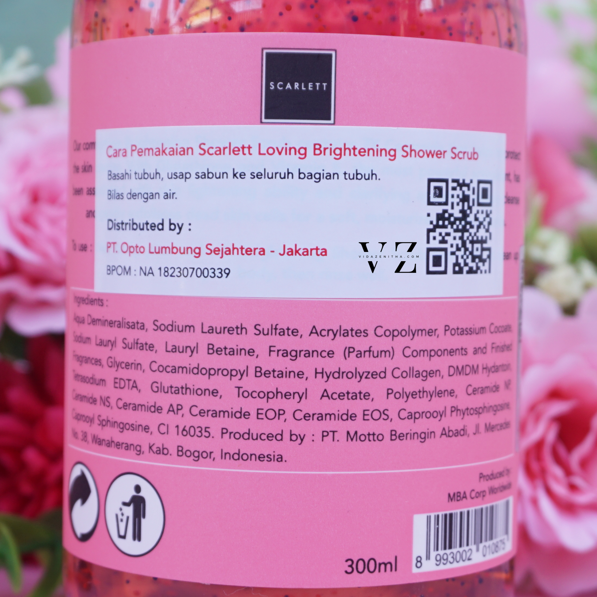 Deskripsi produk brightening body shower scrub Scarlett Loving