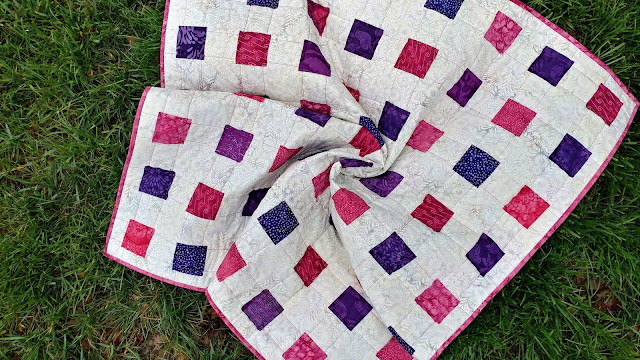 Baby quilt with Island Batik fabrics and Aurifil thread