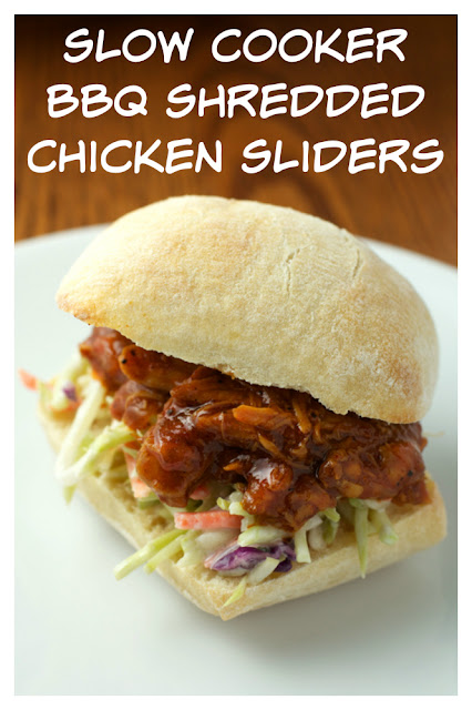 Slow Cooker BBQ Shredded Chicken Sliders || A Less Processed Life