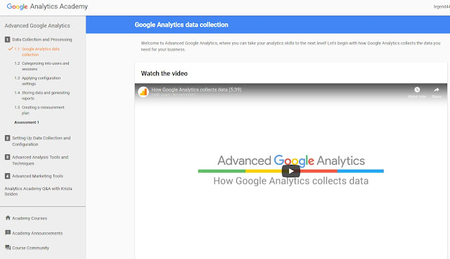 Google analytics Academy的學習界面