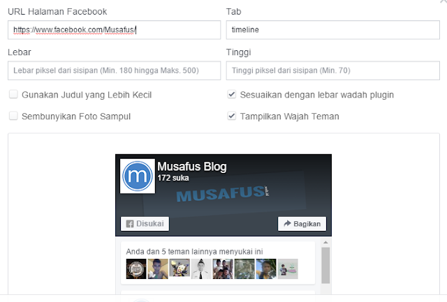 Settingan Widget Fanspage Facebook