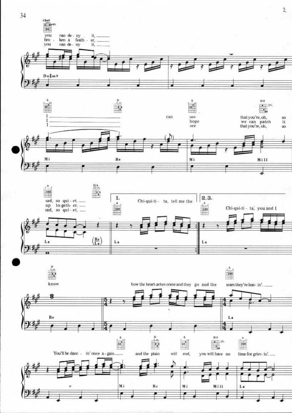 Partitura de Abba - Chiquitita | Partituras de piano | Sheet music for