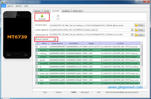 Pilih firmware upgrade kemudian klik download untuk memulai proses flashing