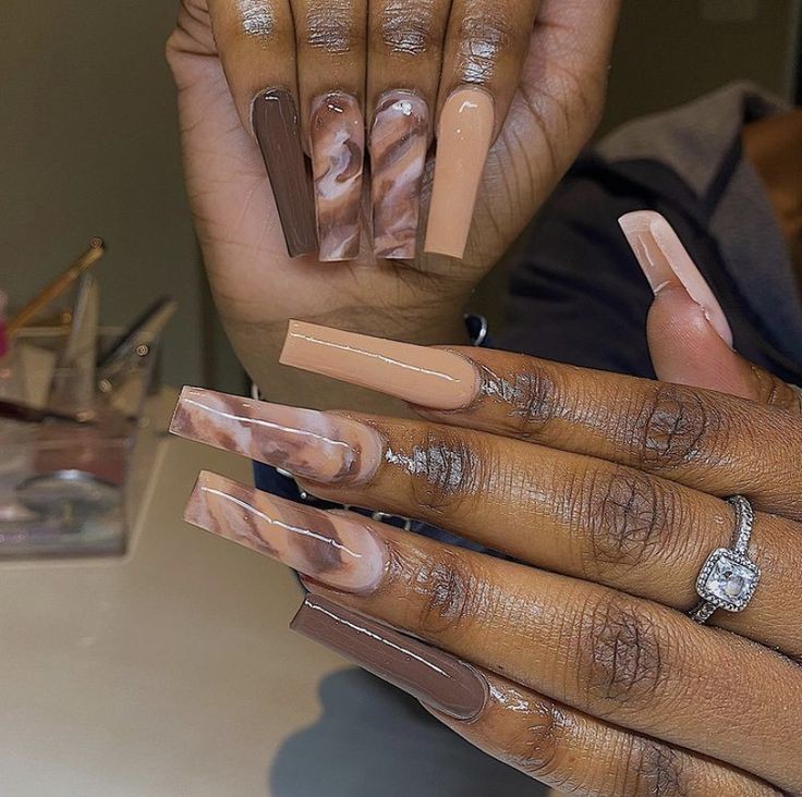 coffin brown nails on brown skin