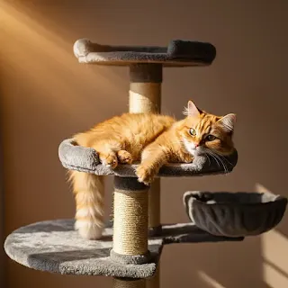 고양이 필수품인 캣타워에 누워있는 고양이