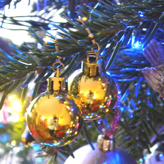 Golden Christmas bauble earrings