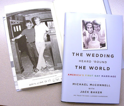 Sep. 1980 photo of Jack and Mike wearing sandals p. 152 of their book 'Wedding Heard 'round the world,' and book jacket