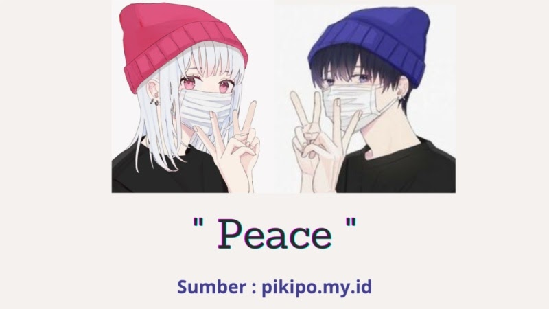 Gambar PP Wa Keren Anime Couple Masker Peace - Pikipo
