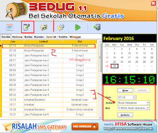 Tampilan aplikasi bel sekolah otomatis