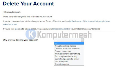 Cara Menghapus Akun Instagram Permanen / Sementara