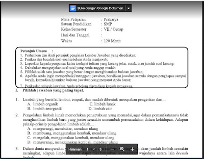 Soal dan Kunci Jawaban PAT Prakarya Kelas 7 Kurikulum 2013