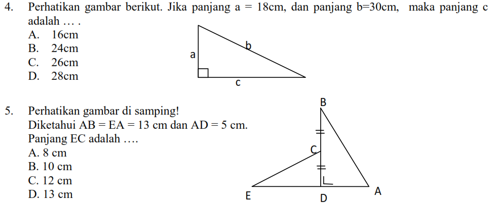 Latihan Soal Teorema Phytagoras Matematika