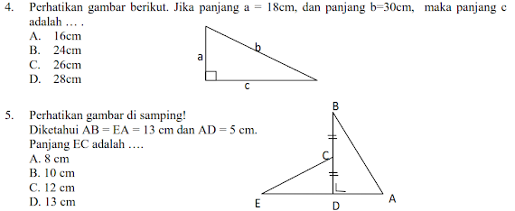 Soal Mtk Kelas 8 Semester 2 Teorema Pythagoras