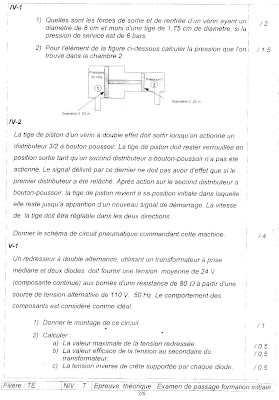 Examen de passage Technicien en électricité