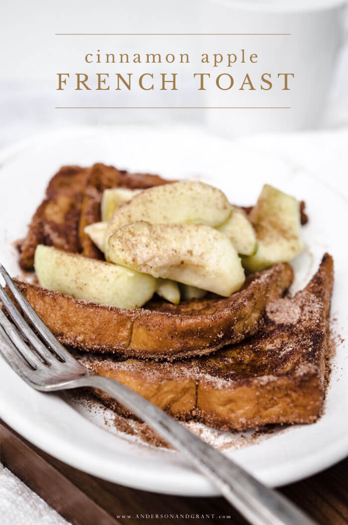 Cinnamon Crusted French Toast Topped with Caramelized Granny Smith Apples