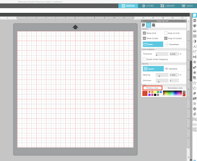 page setup panel, grid lines, silhouette studio, cameo 4, CAMEO 4 Pro