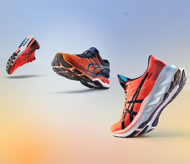 ASICS Sunrise Red Collection, ASICS Running, Gel-Kayano,   Roadblast, Novablast, Gel-Cumulus, Gel-Nimbus, Fitness