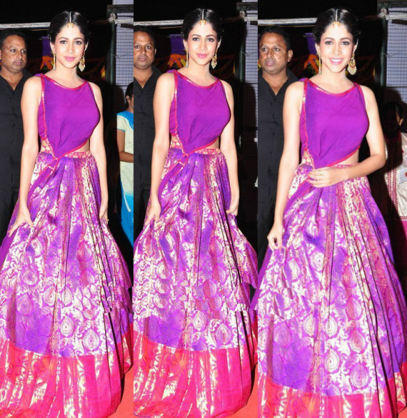 Lavanya Tripathi in Banaras Silk Lehenga at “Soggade Chinni Nayana” Movie Audio Launch