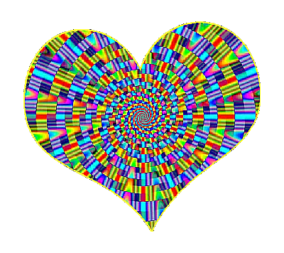 Search for yellow purple blue spiral from center heart cut out