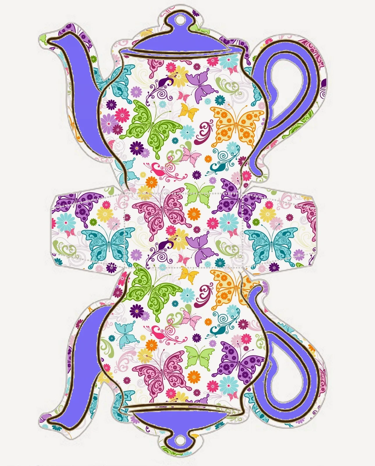 Butterflies: Tea Pot Free Printable Box. 