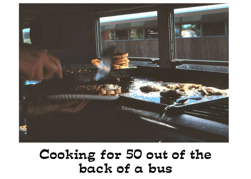 kitchen in the back of a bus