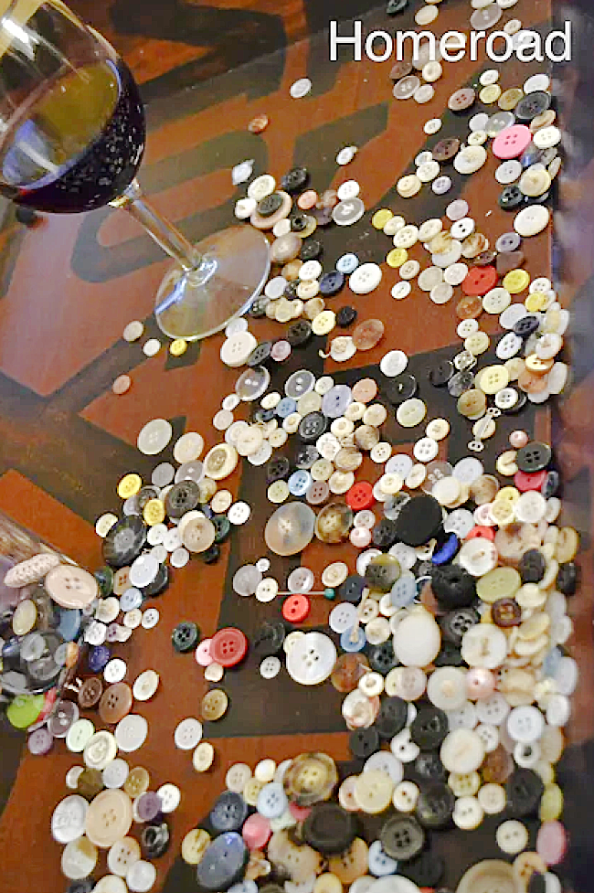 buttons and wine glass