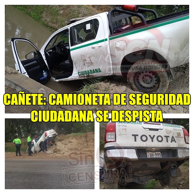 CAÑETE: CAMIONETA DE SEGURIDAD CIUDADANA SE DESPISTA EN LA ANTIGUA PANAMERICANA SUR, CERCA AL HOSPITAL REGIONAL EN SAN LUIS