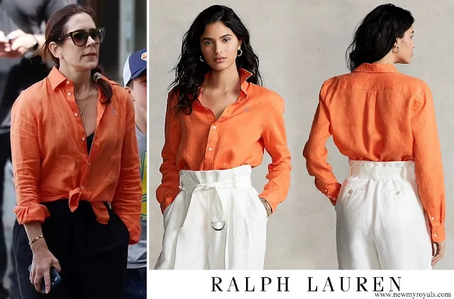 Crown Princess Mary wore Polo Ralph Lauren Orange Relaxed Fit Linen Shirt