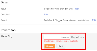 Cara mengubah alamat blog di blogger [Khusus Pemula]