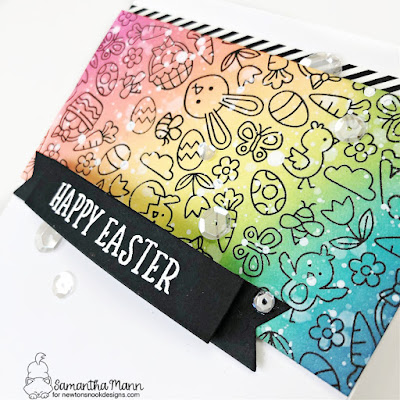 Happy Easter Card by Samantha Mann, Rainbow, Distress Inks, Heat Embossing, Die Cuts, Sequins, Easter Card, #cards #easter #handmadecards #distressinks #rainbow