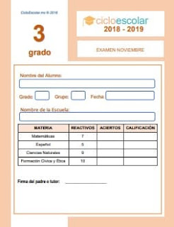 Examen Mensual Tercer grado 2018-2019