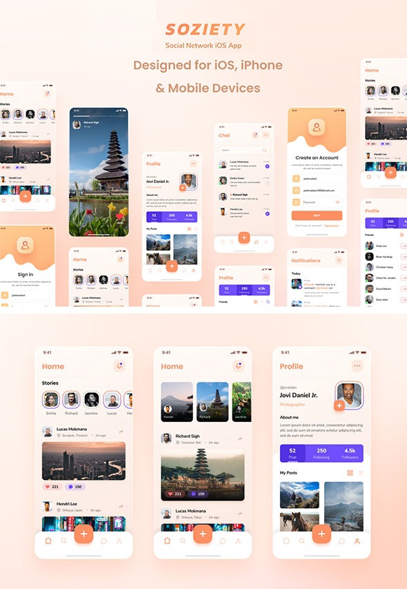 Social Network iOS App Design Template