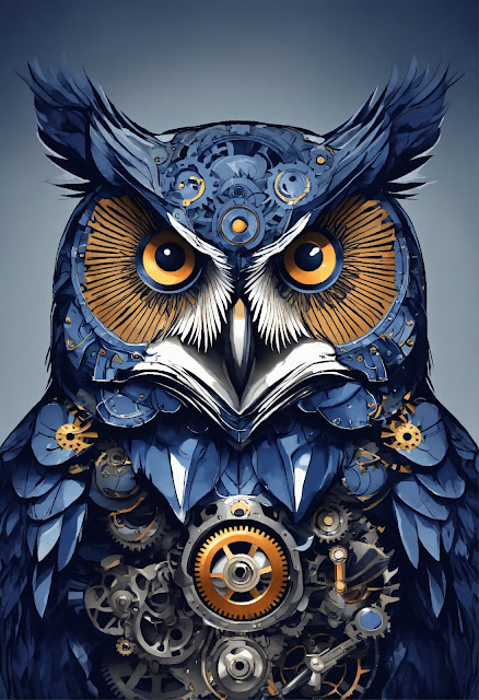 Blue Owl Steampunk Potrait Iphone Wallpaper