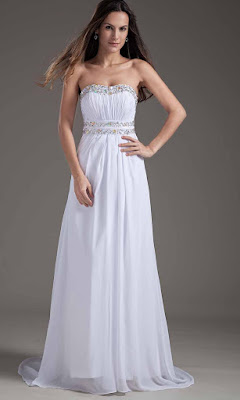 strapless empire waist long white prom dresses