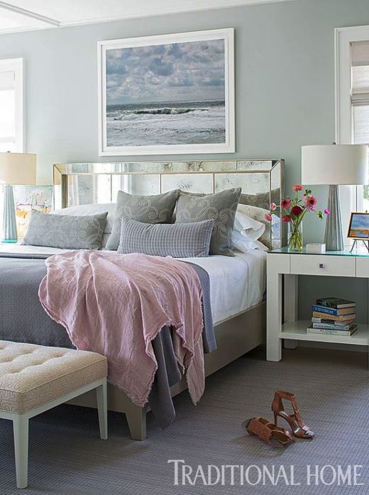 Framed Ocean Beach Photo Print Above Headboard