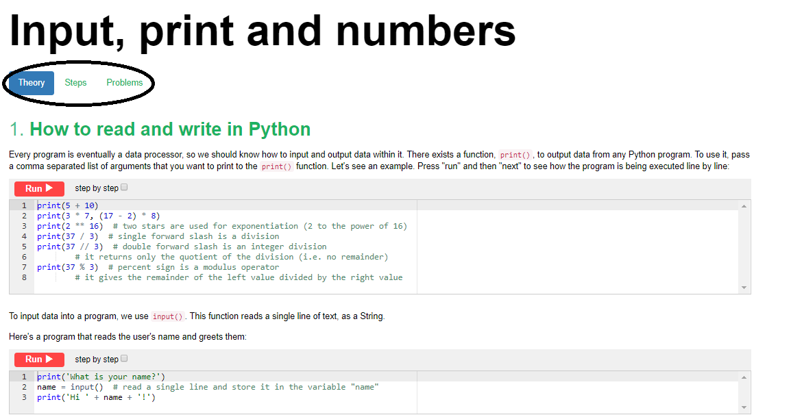 AHS Intro to Computer Science: How to Use Snakify