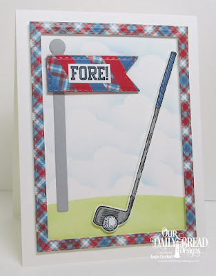 ODBD Golf Stamp/Die Duos, ODBD Custom Double Stitched Pennant Flags Dies, ODBD Custom Double Stitched Rectangles Dies, ODBD Custom Clouds and Raindrops Dies, Card Designer Angie Crockett