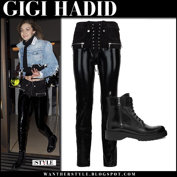 Gigi Hadid: Crop Denim Jacket, Black Leggings