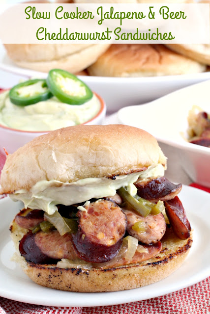 Break out your slow cooker for your next summer get-together and make these easy & flavorful Slow Cooker Jalapeno & Beer Cheddarwurst Sandwiches.