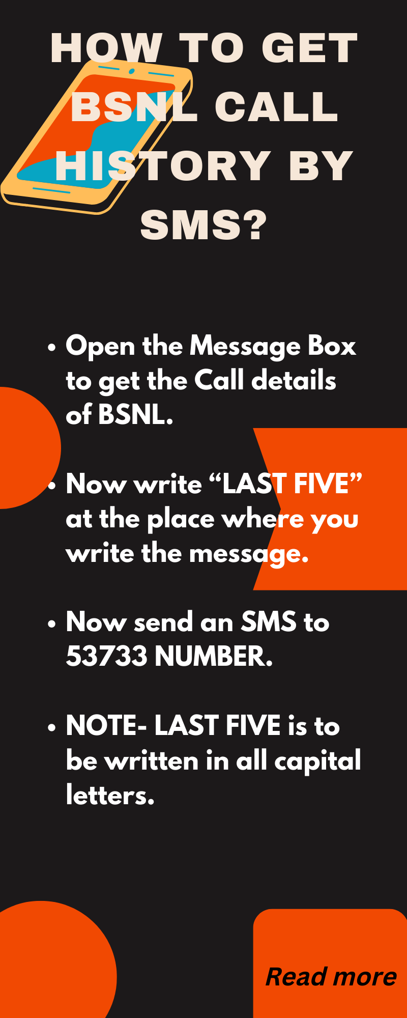bsnl call history details by SMS