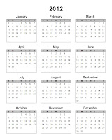 2012 Printable Calendar