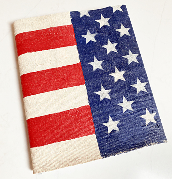 red, white and blue book cover