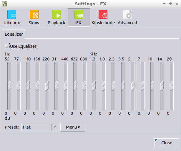 Silverjuke FX equalizer