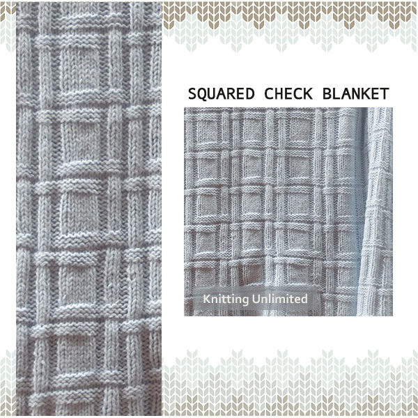 Squared Check Blanket. Just Knit and Purl. Easy