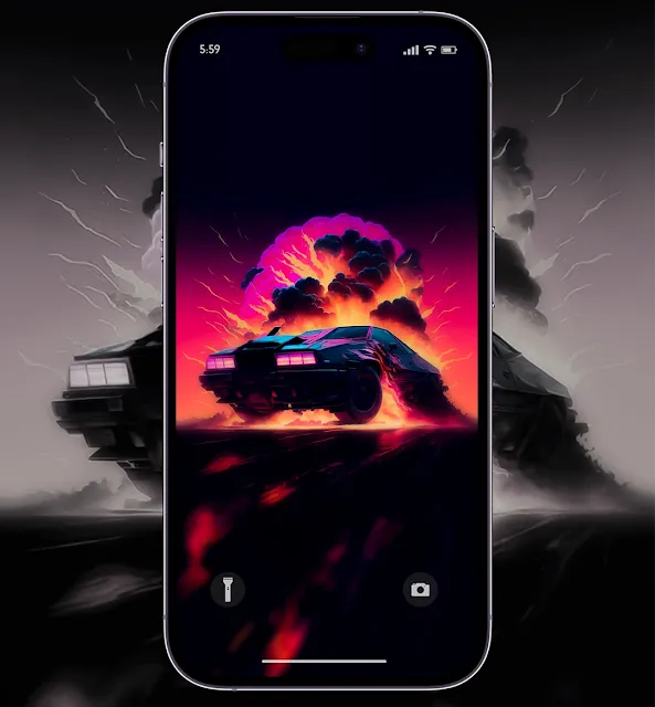Free Download: Synthwave Style Car Delorean Wallpaper